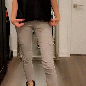 Grey Skinny Cargo Pants